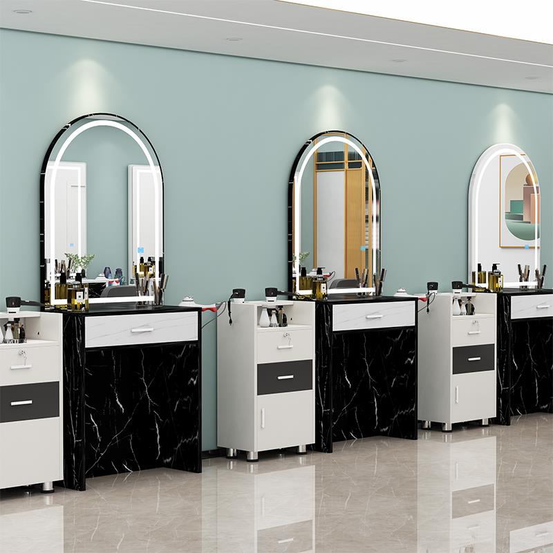 新款理发镜台梳妆镜美妆单面台式化妆镜烫染镜台免打孔镜子高清镜