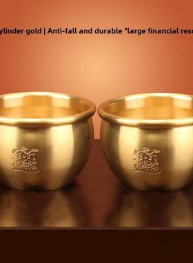 百富铜缸纯黄铜米缸聚宝盆客厅家庭聚财小铜盆储钱罐