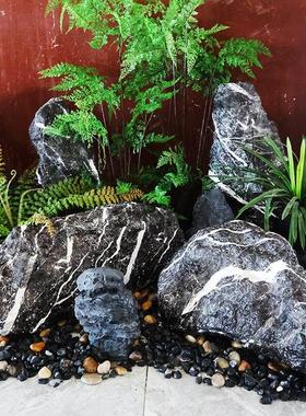 户外玻璃钢黑山石庭院景观石假山花园仿真石头造景摆件摄影搭配