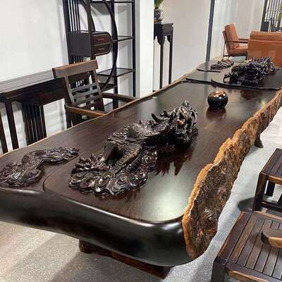 黑檀桌桌茶VNU式实木紫光檀原室木茶台喝茶接待新中办公茶几全实