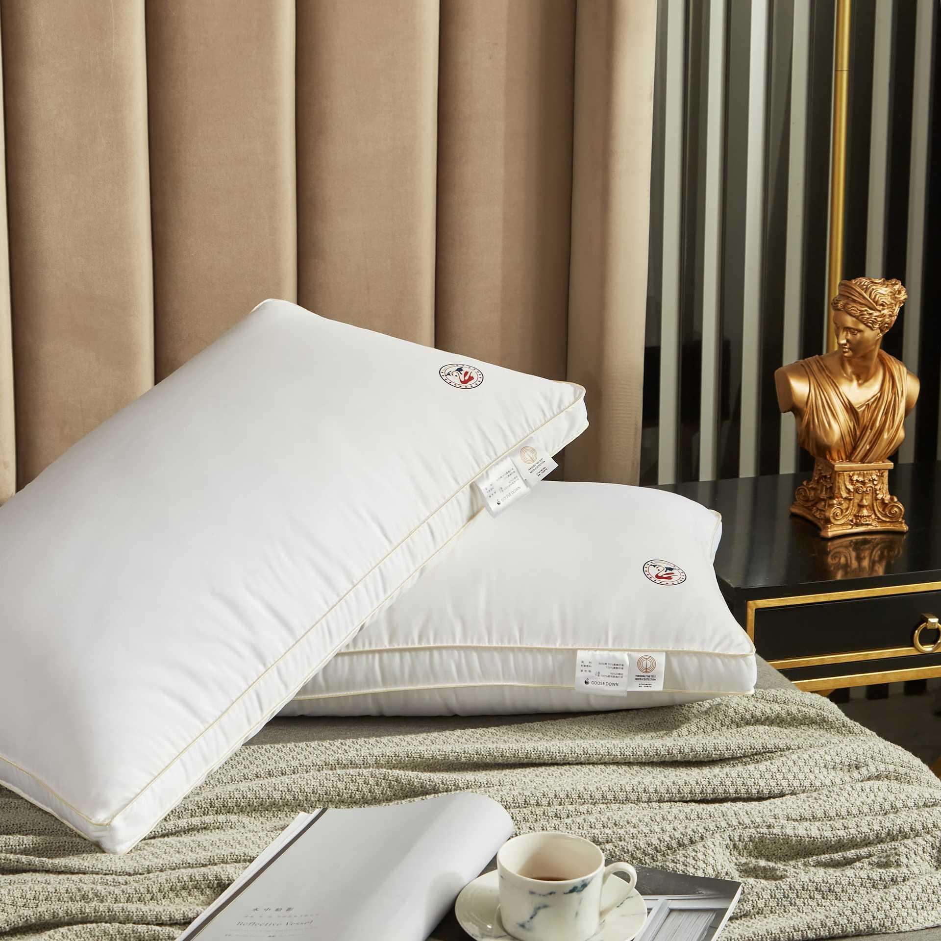 五星睡级酒店白绒枕芯蓬松不易护塌陷颈枕舒适深鹅眠EOEO单人枕芯