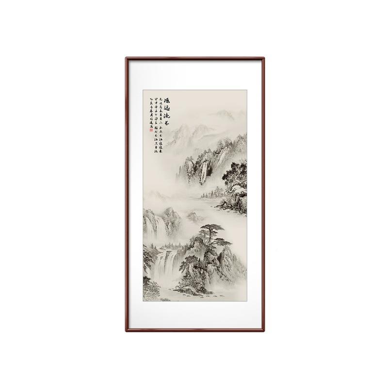 玄茶关装饰画新中式入户正对门廊道挂画竖版过室壁画山水画国LY源