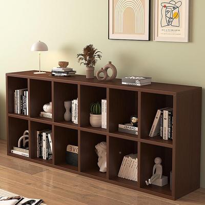 实木格子柜落地矮柜一靠墙幼家儿体园柜用胡桃色书收纳八88493格