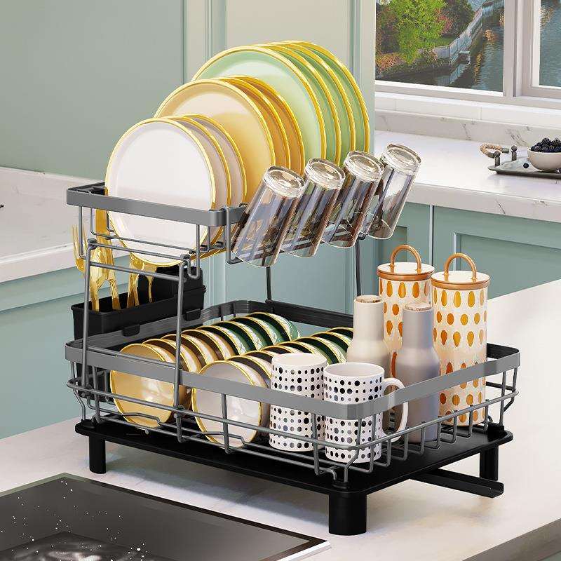 跨境热卖厨房干碗碟架沥水多功能厨房置物架收沥纳架架碗碟盘DZV