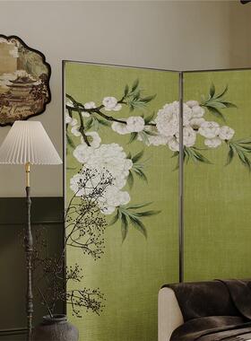 新中宋代美折叠可学移厅动式落地屏风-257客装饰绿色隔断卧室入门