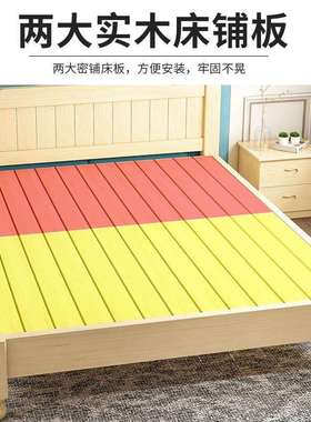 实木床代简约1.米双人床白色1.5米单人床1现米经型LHT家用济简易8