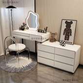室2026奶油板台风岩实木梳妆床头柜一体网红伸缩化MRF妆台卧现代