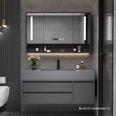 岩板现实浴6485510室柜多轻功能木阳台柜代奢家用多功能洗漱台