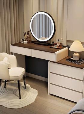 奶油风实梳妆台胡31026桃化桌妆台木斗柜一体现色代简约款化妆新
