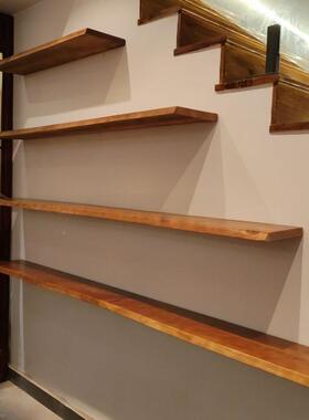 墙实木置物墙面悬空壁挂书架架隔板qi154145货架板收纳层板上木展