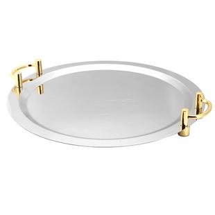 加厚镜不锈XGK钢乳猪盘圆方平底形托盘面盘点心商盘用餐盘酒店水