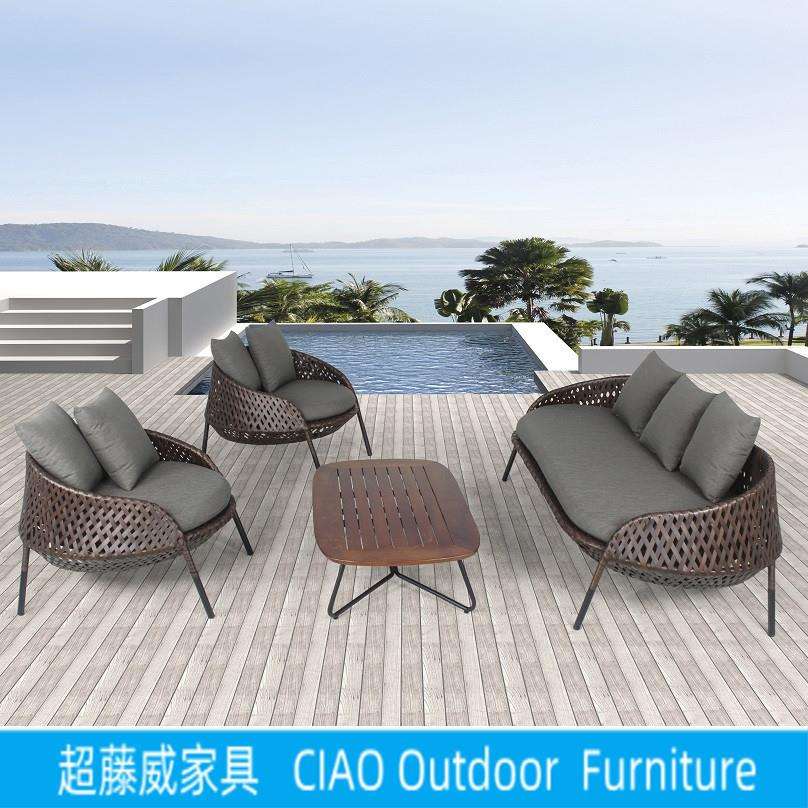 户外水藤编闲CF2170C沙发创意休露天花椅园别墅沙发藤沙发茶防几