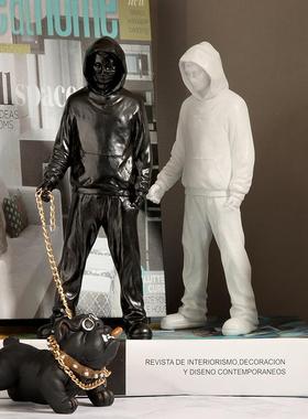 跨境模网654红特摆牵件装饰班克西孤装勇者狗橱窗摆件客厅家居饰