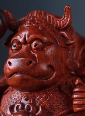 家非小叶紫檀牛守摆件洲细纳福守办公居家摆设厂雕精修