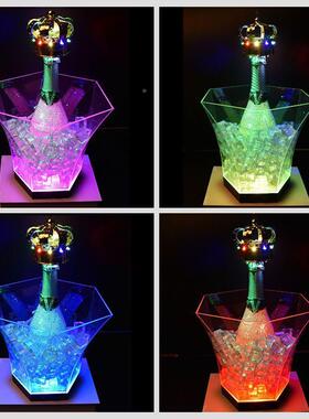 七彩发冰光亚克力桶高颜值商用香XCB槟桶酒吧ktv粒桶小6L制冰冷冰