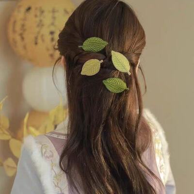 2025新款唯美小清新风发夹侧边简约森系头饰小边刘海后脑勺卡子女