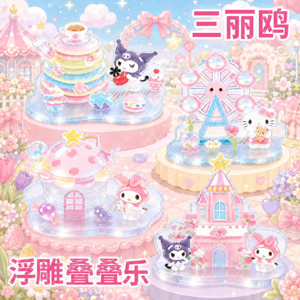 叠叠乐3D立体浮雕贴纸儿童萌物互动装饰圣诞树卡通儿童手工DIY自