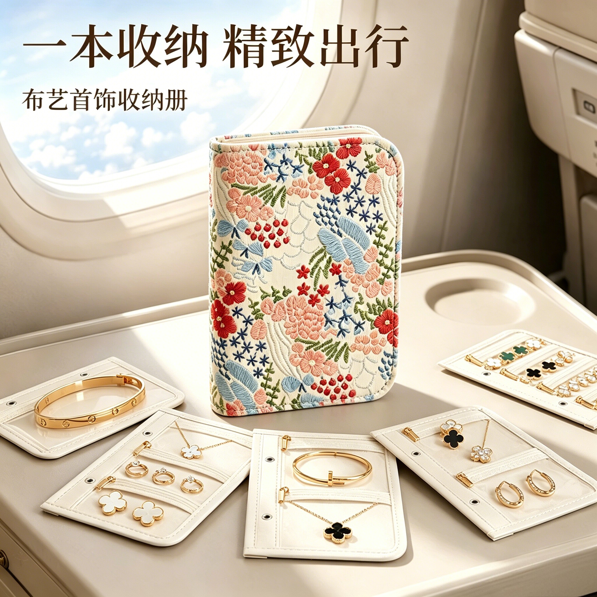 2026新款黄金首饰收纳包防氧化精致刺绣多层轻奢密码锁外出旅行便