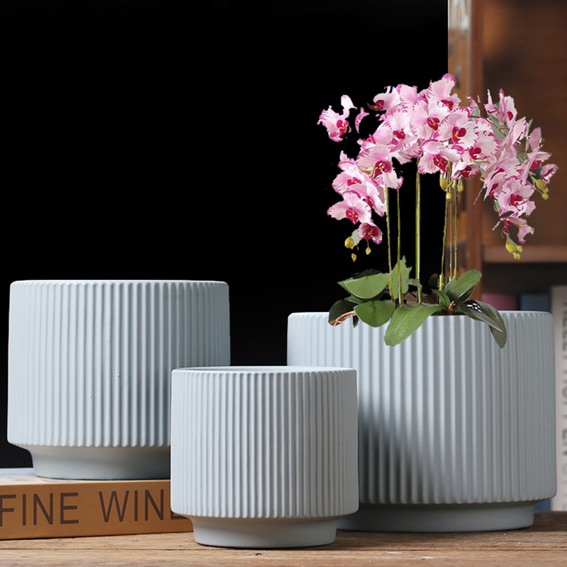 陶瓷花盆家用客厅轻奢高级北欧白色特大号口径兰花蝴蝶兰专用盆栽