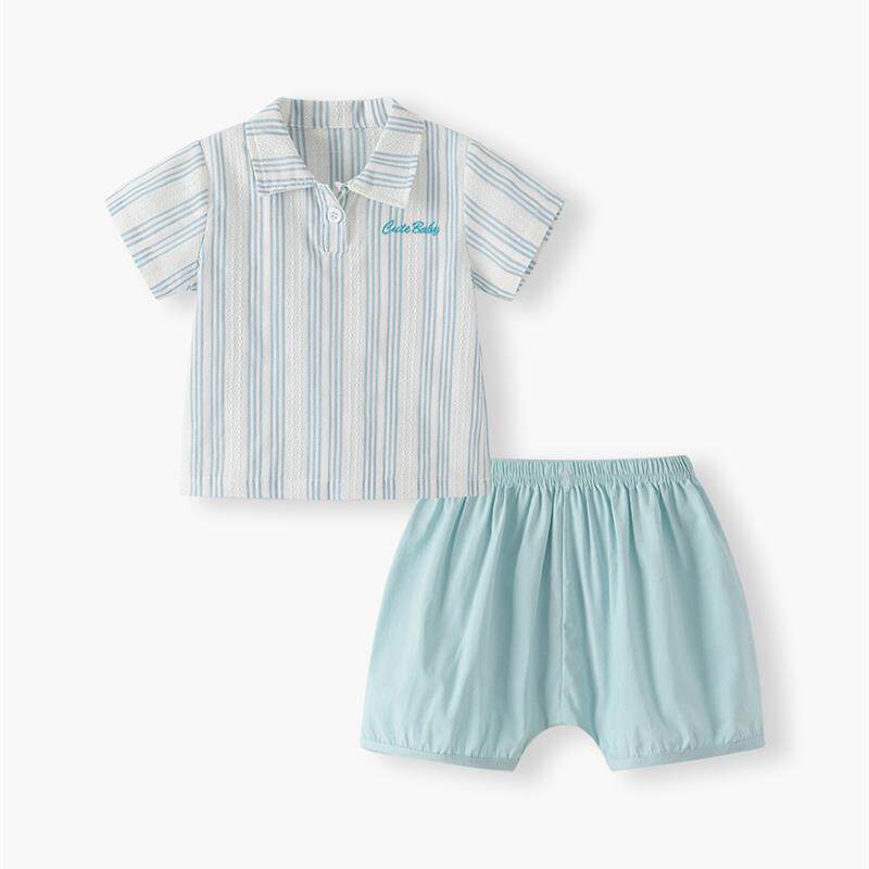 男童夏装套装潮衣2025夏季薄款儿童衣服两件韩版休闲条纹宝宝服装