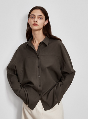 NODNOTNO羊毛混纺落肩宽松廓形长袖衬衫立体剪裁特别的袖型分割