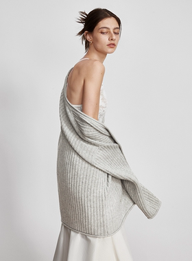 NOD NOT NO纯羊毛oversize坑条肌理V领开衫外套慵懒风休闲针织衫