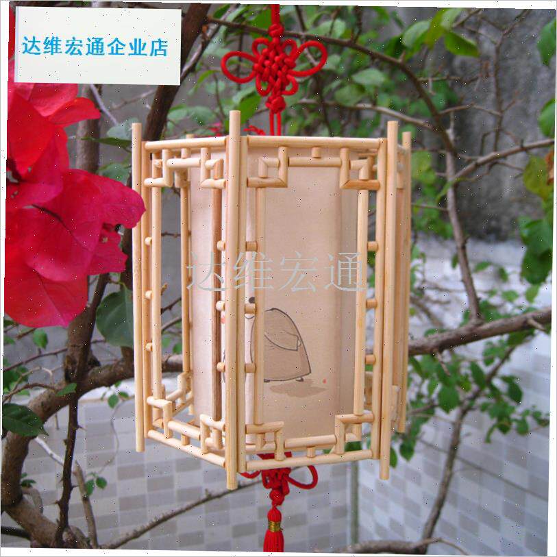 笼DIY手工制作材料包一次v性筷子拼接春节摆件手提发光古风灯笼.