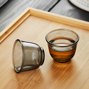玻璃小茶杯品茗杯加厚耐热主人杯家用功夫茶具配件喝水小杯子