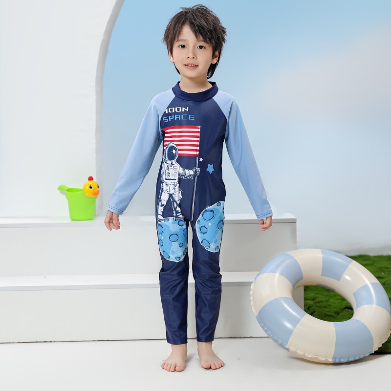 儿童泳衣男童长袖防晒速干游泳套装宝宝潜水服冲浪服PUF50+