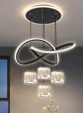 led饭厅水晶吊灯现代简约新款饭厅餐桌灯家用护眼智能中山灯具