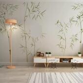 3d新中式 水墨竹子电视背景墙纸壁画茶室书房卧室全屋订制墙布壁画