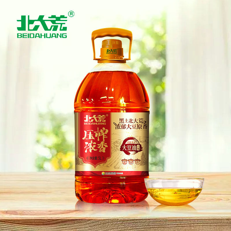 北大荒非转基因食用油因物理压榨浓香大豆油5升家庭版桶装炒菜