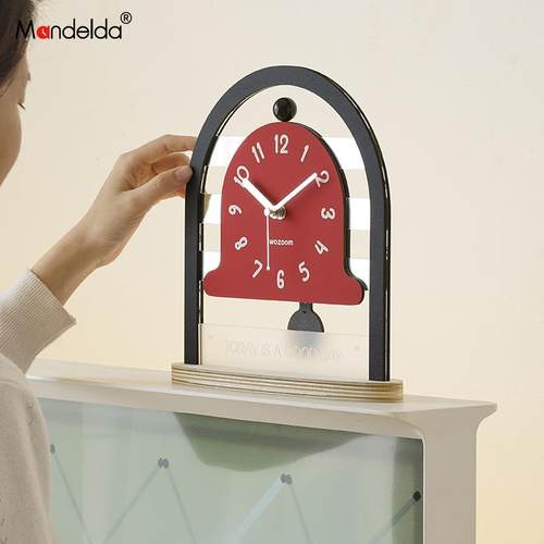 满得达客厅玄关装饰摆件电视柜家居饰品钟表桌面摆放式创意时钟