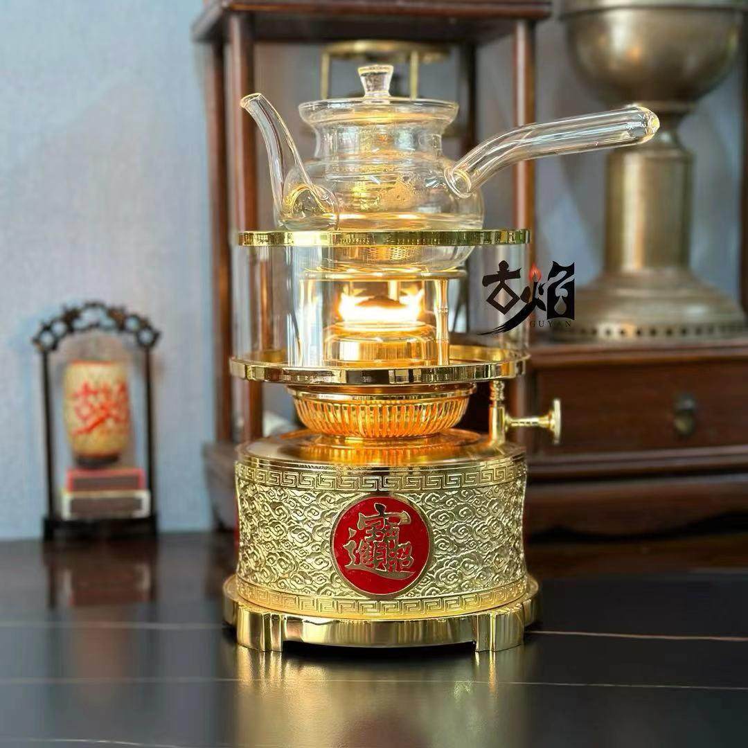 古焰茶灯炉精品空气灯 中式工夫茶煮茶炉 明火养生铜茶器厂家直销