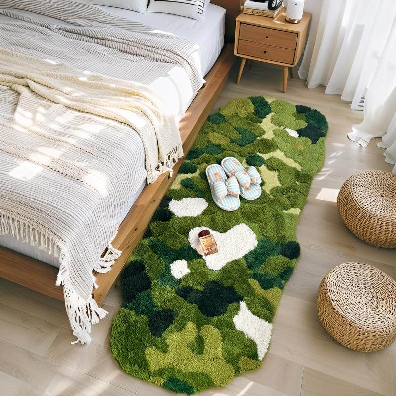 森林苔藓地毯卧室床边地毯2025新款ins风房间改造高级感毛绒地垫