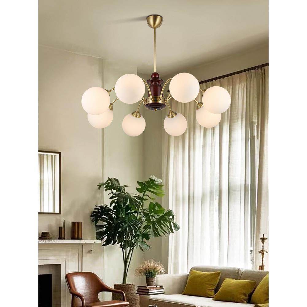 包安装全铜中古吊灯客厅2025新款餐厅灯卧室灯创意法式覆古中山灯