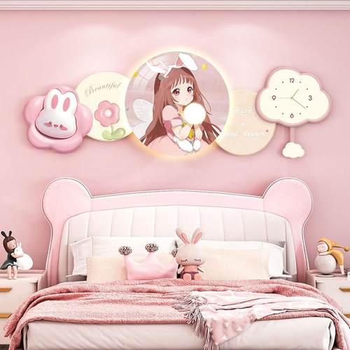 大气简约壁画 画灯画 画儿童房间布置装饰画 画卧室床头背景女孩