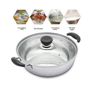 创友不锈钢无磁加厚火锅边炉专用加厚电磁炉通用汤锅