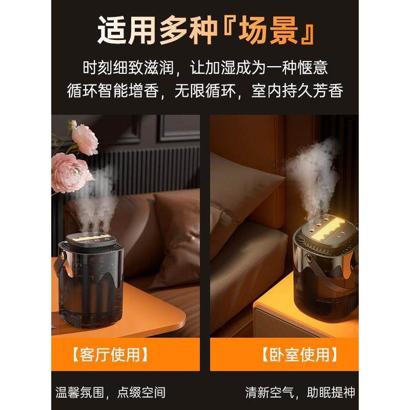 新款3L三喷头喷雾加湿器USB家用卧室空气增湿机大容量夜灯加湿器