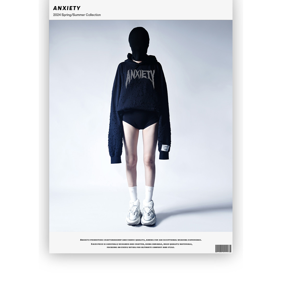 ANXIETY 明星同款 重度水洗磨破 高街套头卫衣男女情侣 散弹设计