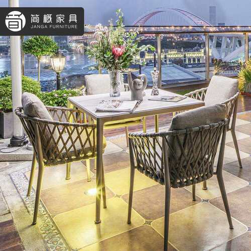 户外桌餐椅庭院花园休23-12-4闲桌椅酒天店餐厅外摆防露水防晒藤