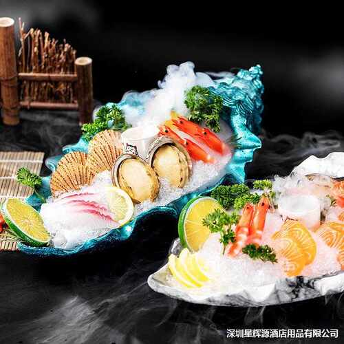 高端海螺刺身盘冰盘干冰创意餐具海鲜三文鱼鱼生刺生专用摆盘盘子