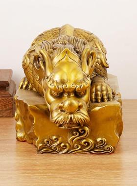 铜避水龙兽吸水兽镇水兽王蚣蝮水宠麒麟客厅书铜房办公398室茶摆