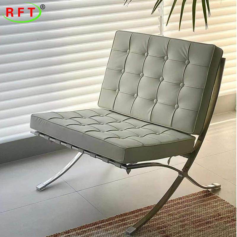 巴塞罗那沙发设椅计师单ABH人休闲不锈钢洽轻奢客厅极简谈会椅议