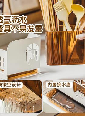 筷子收笼纳盒挂式筷筒F78556ST勺子壁架沥水架筷筷子家用新款