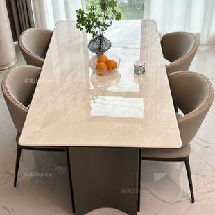 轻奢晶石餐桌椅高组合现简约奢石天代然大理石升级全托超晶端石饭