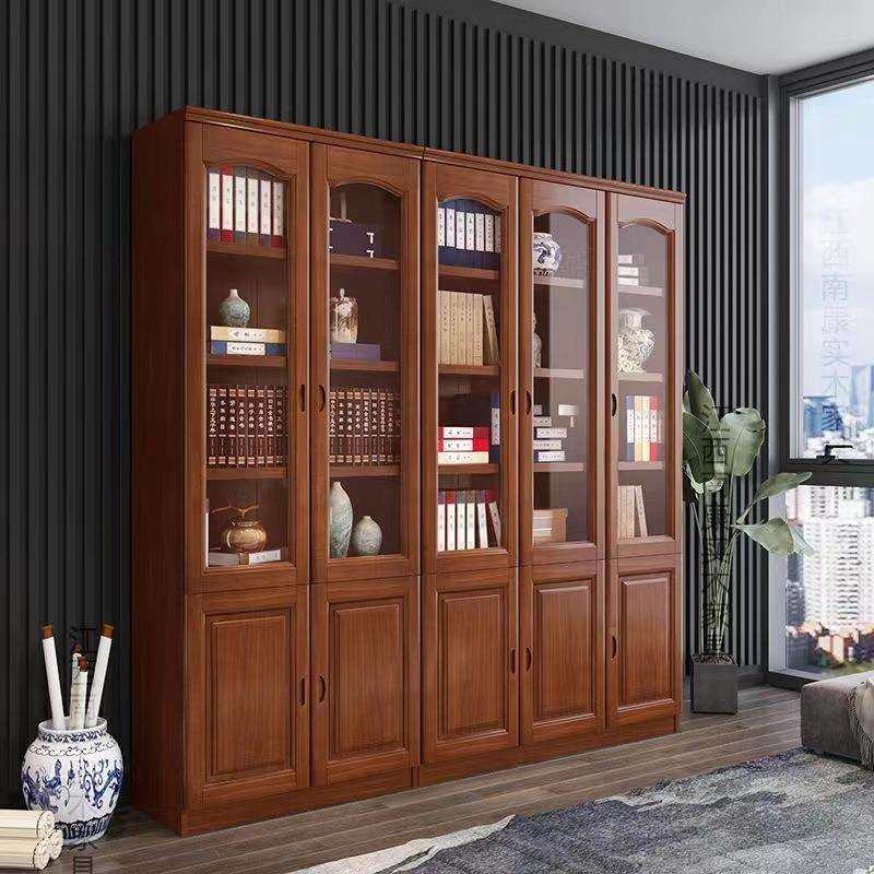 实木落地书柜带玻璃门一体约中书架客厅现办代书橱简见详情公室式,商业/办公家具,办公储物柜,淘宝优惠券,粉丝福利购,淘宝优惠卷
