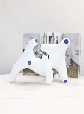 现代简约白几色蓝色抽象何拐创样意个性小众板角间售楼-处桌面摆