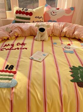 20毛25新款水棉洗三MTF数码印花巾绣四件套学生床卡通件套床单床