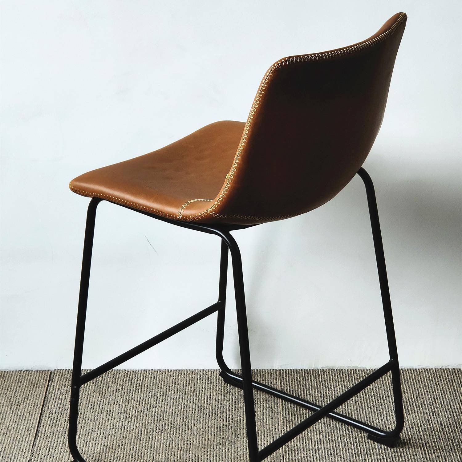 家用靠背奢高凳子酒店餐厅铁艺PsU皮质高705-2脚凳酒吧椅腿obart